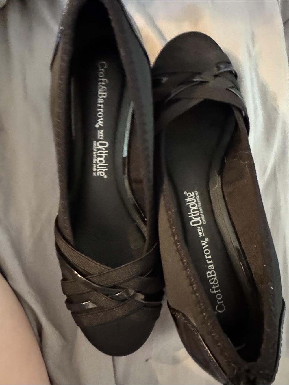 croft & barrow Black Slip-On Flats with Crisscross Straps